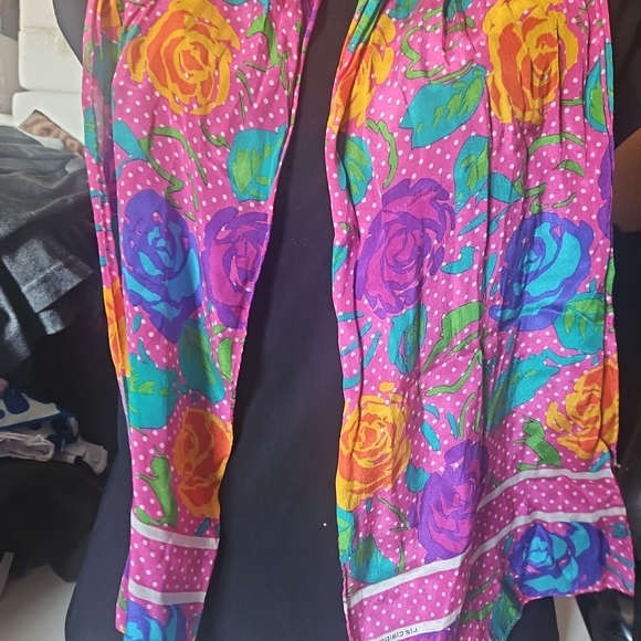 Colorful Floral Wide Leg Women's Pants - Picture 2 of 4